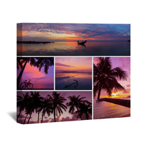 Beautiful Collage Of Tropical Sunset Images Wall Art 60015533