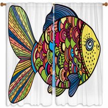 Beautiful Color Fish Window Curtains 53281398