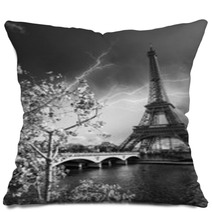 Beautiful Colors And Vegetation Near Eiffel Tower And Seine Rive Pillows 49149750