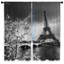 Beautiful Colors And Vegetation Near Eiffel Tower And Seine Rive Window Curtains 49149750