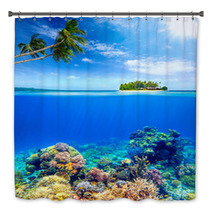 Beautiful Coral Reef On The Background Of A Small Island Bath Decor 65536024