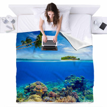 Beautiful Coral Reef On The Background Of A Small Island Blankets 65536024