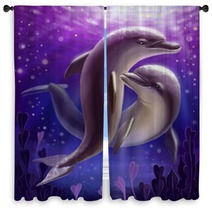 Beautiful Dolphins Window Curtains 121536689