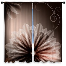 Beautiful Flowers And A Card With A Monogram Window Curtains 55480696