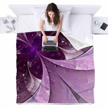 Beautiful Fractal Flower In Vinous And Purple. Computer Generate Blankets 68954734