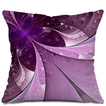 Beautiful Fractal Flower In Vinous And Purple. Computer Generate Pillows 68954734