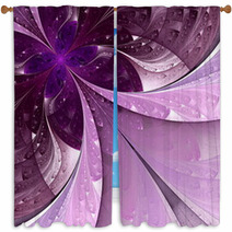 Beautiful Fractal Flower In Vinous And Purple. Computer Generate Window Curtains 68954734