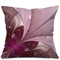 Beautiful Fractal Flower In Vinous And Purple. Pillows 52190994