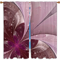 Beautiful Fractal Flower In Vinous And Purple. Window Curtains 52190994