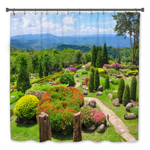 Beautiful Garden Of Colorful Flowers On Hill Bath Decor 53812052