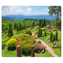 Beautiful Garden Of Colorful Flowers On Hill Rugs 53812052