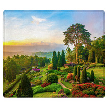 Beautiful Garden Of Colorful Flowers On Hill Rugs 63084671