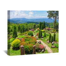 Beautiful Garden Of Colorful Flowers On Hill Wall Art 53812052