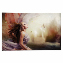 Beautiful Girl In Fantasy Mystical And Magical Spring Garden Rugs 49298048