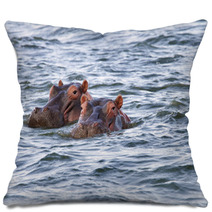 Beautiful Hippos At Naivasha Lake Pillows 60036235