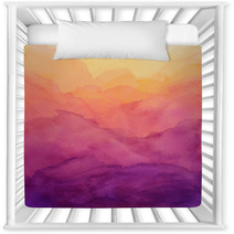 Beautiful Hues Of Yellow Gold Pink And Purple In Hand Painted Watercolor Background Design With Paint Bleed And Fringing In Colorful Sunrise Or Sunset Colors In Cloudy Shapes Nursery Decor 298359661