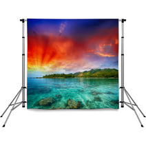 Beautiful Island View From The Ocean Backdrops 60047345