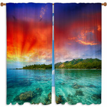 Beautiful Island View From The Ocean Window Curtains 60047345