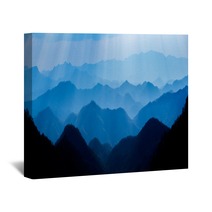 Beautiful Landscape Of Blue Mountains Layers During Sunset With Sunrays Wall Art 197742029