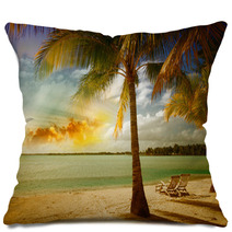 Beautiful Marine Landscape With Tree On A Pristine Beach Pillows 62108834