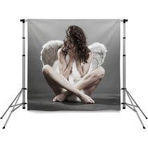 Beautiful Naked Angel With Furs Backdrops 11445018