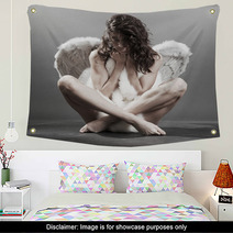 Beautiful Naked Angel With Furs Wall Art 11445018