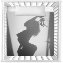 Beautiful Naked Woman Silhouette, With Sandals In Hands Nursery Decor 68089308