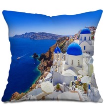 Beautiful Oia Town On Santorini Island Greece Pillows 134362781