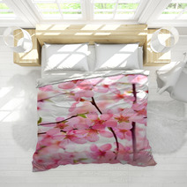 Beautiful Pink Flower Blossom On White Bedding 17085972