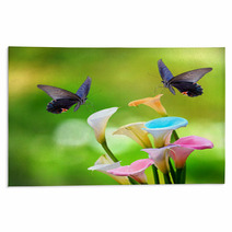 Beautiful Pink Waterlily Or Lotus Flower In Pond Rugs 67088260