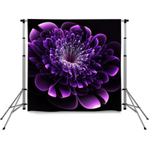 Beautiful Purple Flower On Black Background. Computer Generated Backdrops 64578132