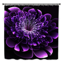 Beautiful Purple Flower On Black Background. Computer Generated Bath Decor 64578132