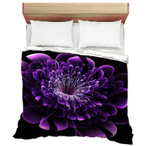 Beautiful Purple Flower On Black Background. Computer Generated Bedding 64578132