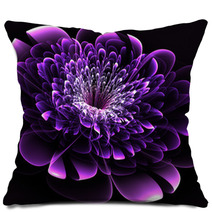 Beautiful Purple Flower On Black Background. Computer Generated Pillows 64578132