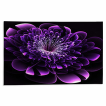 Beautiful Purple Flower On Black Background. Computer Generated Rugs 64578132