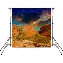 Beautiful Rocks Of Australian Outback Against Colourful Sky Backdrops 56334986