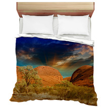 Beautiful Rocks Of Australian Outback Against Colourful Sky Bedding 56334986