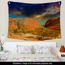 Beautiful Rocks Of Australian Outback Against Colourful Sky Wall Art 56334986
