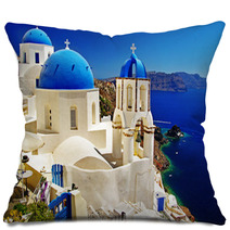 Beautiful Santorini View Of Caldera With Churches Pillows 34845316