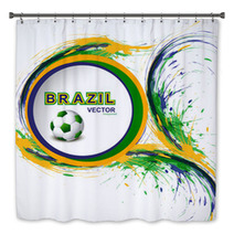 Beautiful Soccer Background With Brazil Colors Grunge Stylish Wa Bath Decor 65837641