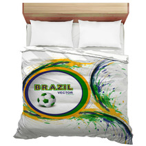 Beautiful Soccer Background With Brazil Colors Grunge Stylish Wa Bedding 65837641