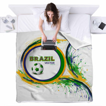 Beautiful Soccer Background With Brazil Colors Grunge Stylish Wa Blankets 65837641