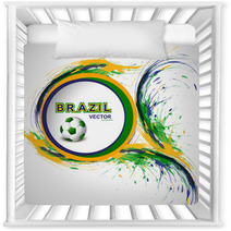 Beautiful Soccer Background With Brazil Colors Grunge Stylish Wa Nursery Decor 65837641