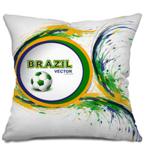 Beautiful Soccer Background With Brazil Colors Grunge Stylish Wa Pillows 65837641