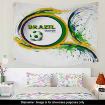 Beautiful Soccer Background With Brazil Colors Grunge Stylish Wa Wall Art 65837641