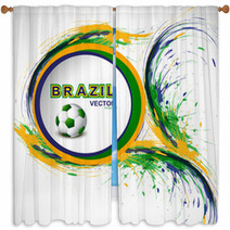 Beautiful Soccer Background With Brazil Colors Grunge Stylish Wa Window Curtains 65837641