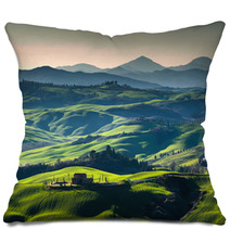 Beautiful Spring View Of The Medieval City In Italy Pillows 107885549