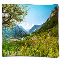 Beautiful Sunny Scenery Near Alps Blankets 63342333