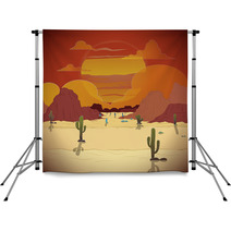 Beautiful Sunset In A Western Landscape With Cactus Backdrops 72866802
