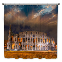 Beautiful Sunset Sky Colors Over Colosseum In Rome. Roma - Colos Bath Decor 62432633